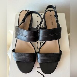 Via Spiga Black Women's Leather Sandals